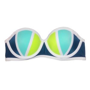Victoria’s Secret PINK Neon Color Block Strapless Bandeau Bikini Size Small